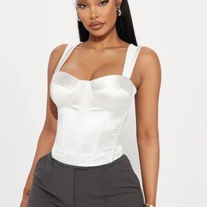 Fashion Nova White Fitted Bustier Bodysuit